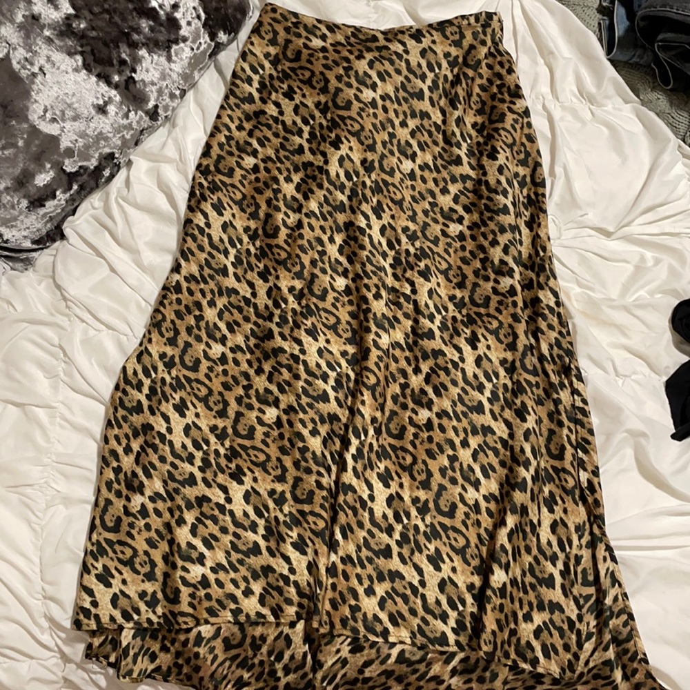 Zara leopard silk skirt
